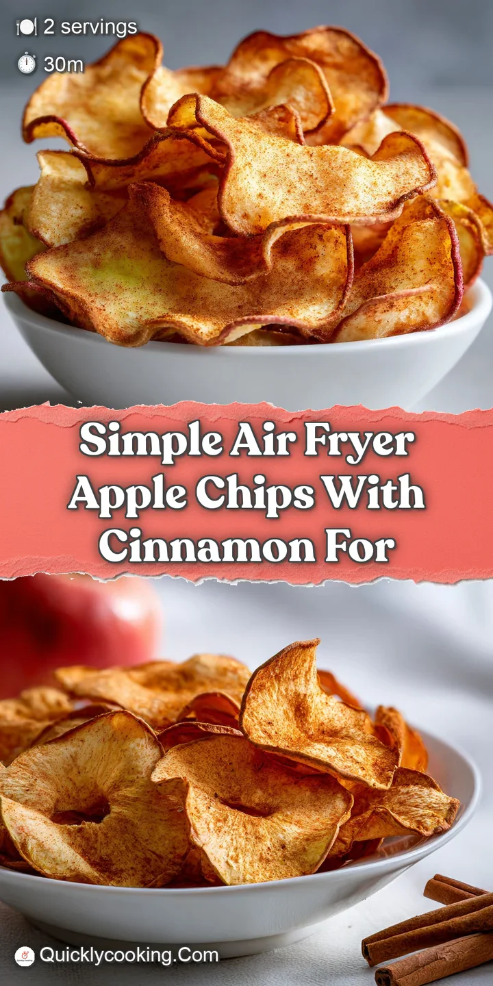 Close-up of a cinnamon-dusted apple chip: thin, translucent, golden edges curling slightly, texture appealingly crisp and ...