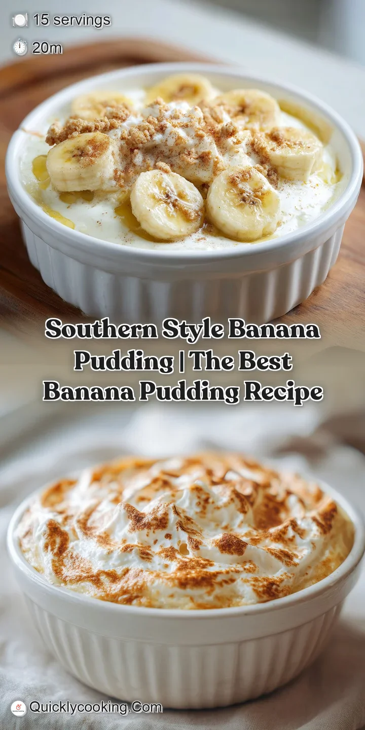 Close-up of velvety banana pudding with soft banana pieces and a sprinkle of crushed wafer crumbs.