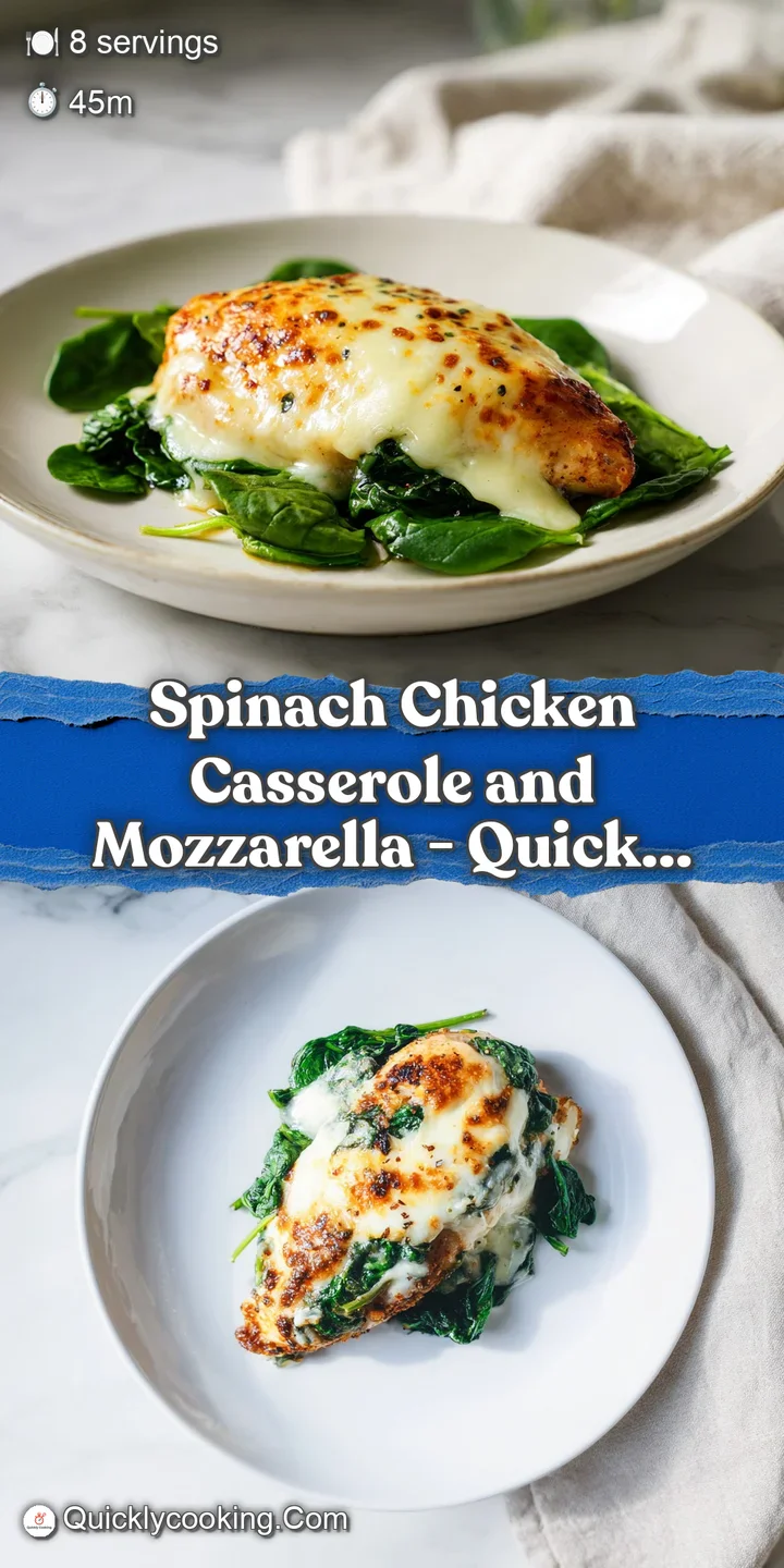 Extreme close-up of gooey melted mozzarella stretching over vibrant green spinach and succulent pieces of chicken.