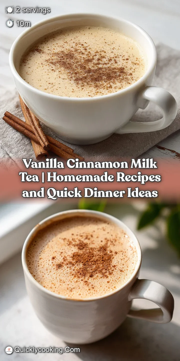 Close-up of frothy vanilla milk tea, revealing a smooth, creamy texture with hints of cinnamon spice.