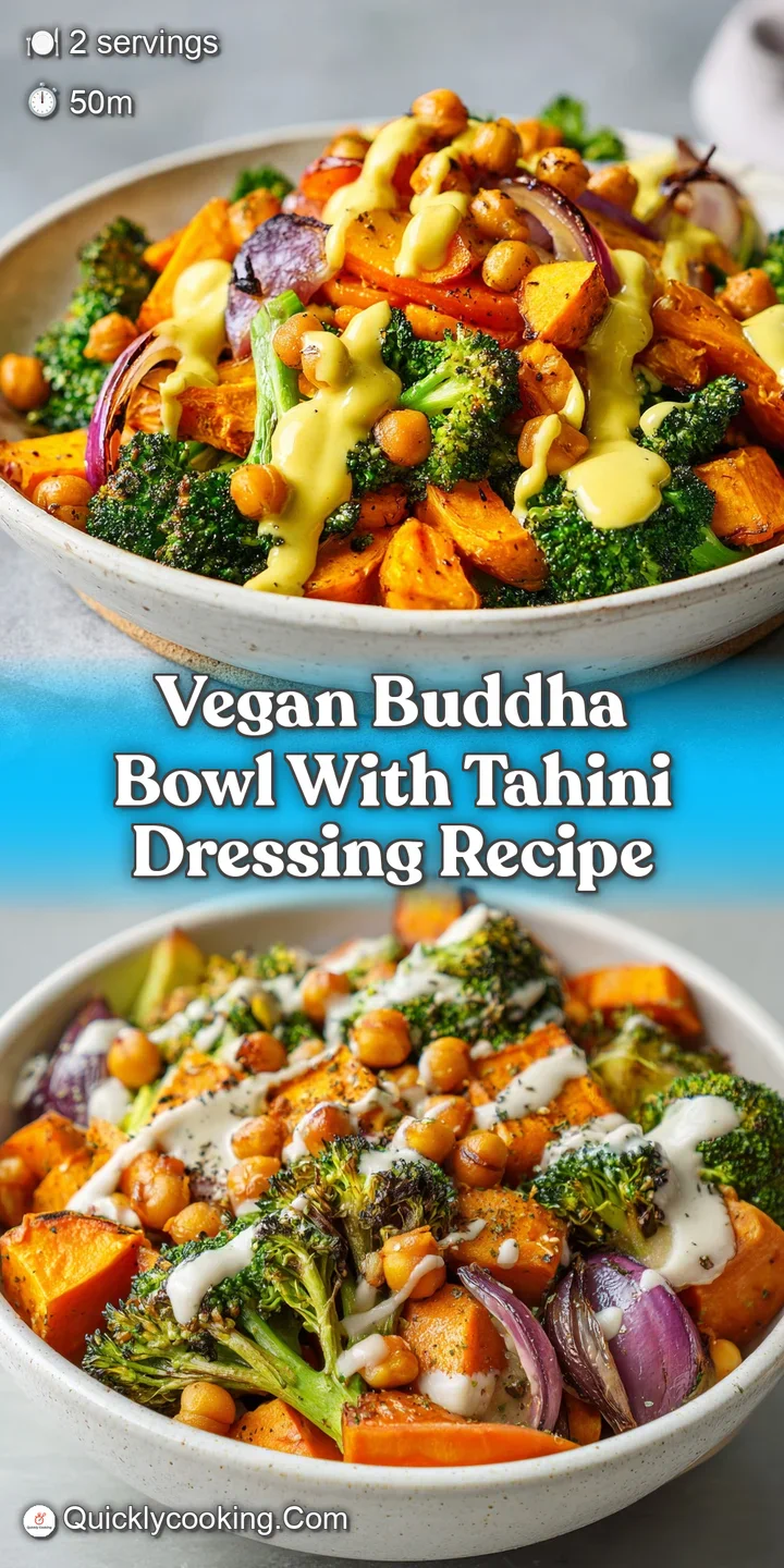 Close-up of a luscious vegan bowl. Creamy tahini dressing coats tender roasted sweet potato and vibrant leafy greens.