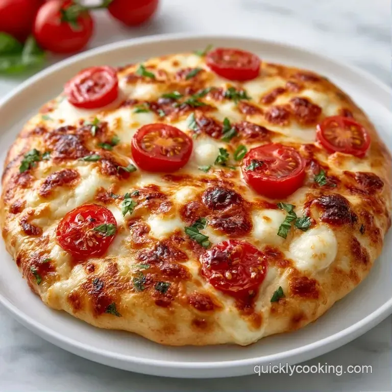 A crisp, toasted flatbread sliced into strips on a wooden board with scattered fresh basil and a side of oil.
