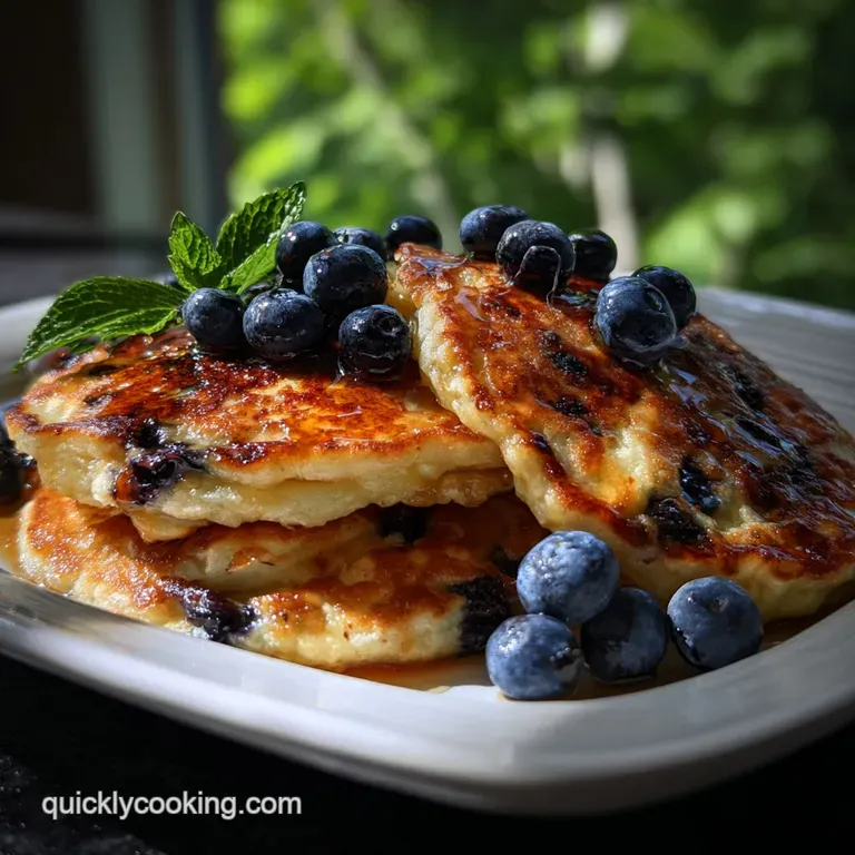 Easy 5 Minute Fluffy Pancake from Scratch with Blueberries