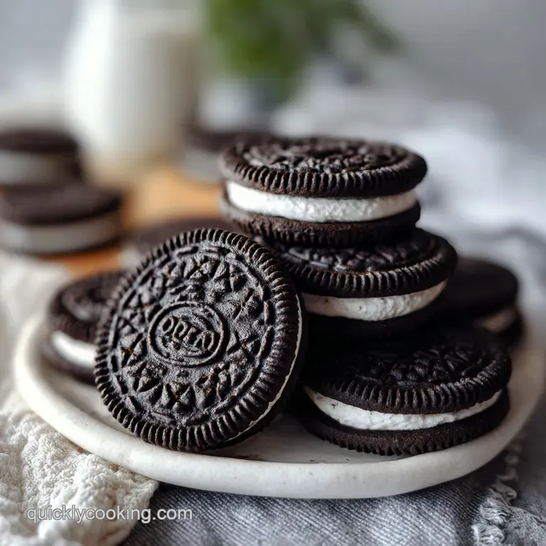 Three Oreo balls, drizzled with white chocolate, artfully arranged on a small dessert plate, promising a sweet and crunchy...
