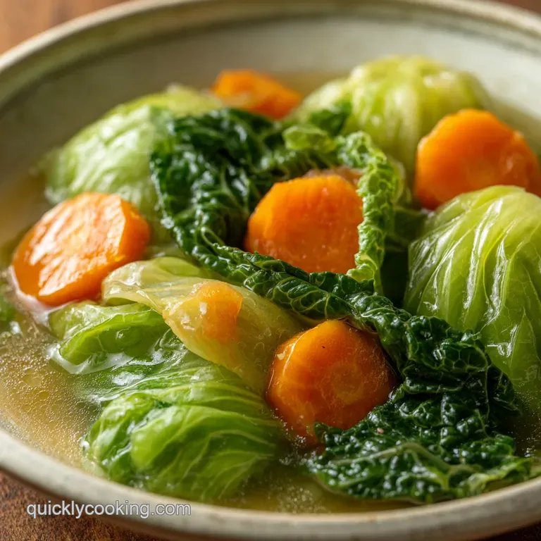 Hearty vegetable soup in a white ceramic bowl, garnished with fresh parsley on a rustic wooden tabletop.