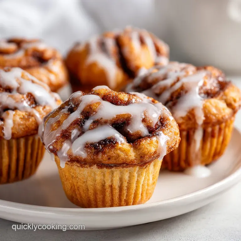 Golden swirled cakes topped with dripping white icing, arranged on a white ceramic plate beside a coffee cup.