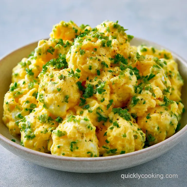 Neatly scooped mounds of creamy yellow salad on toasted sourdough, garnished with microgreens and a pinch of paprika.