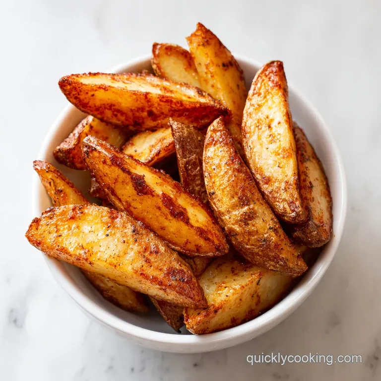 A rustic basket overflowing with perfectly seasoned, hot potato wedges, ready to be enjoyed.