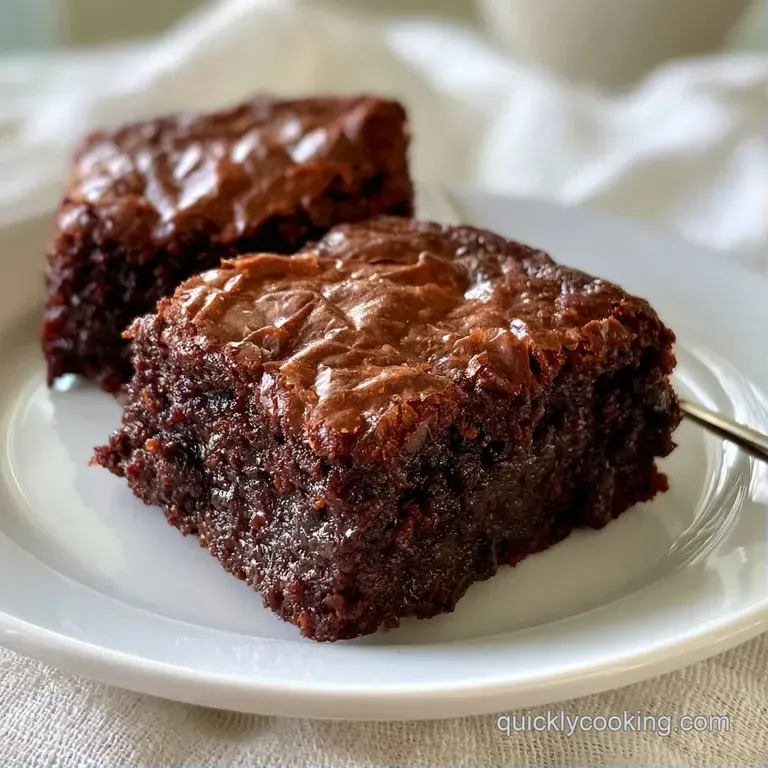 A square of dark chocolate cake on a white ceramic plate with a dollop of whipped cream and a fresh mint leaf.
