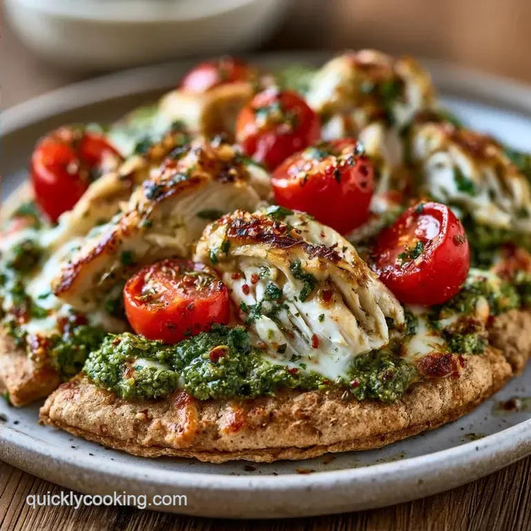 Easy Pesto Flatbread Pizza with Chicken