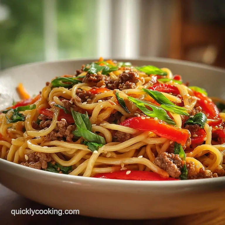Fast Ground Beef Stir Fry with Noodles