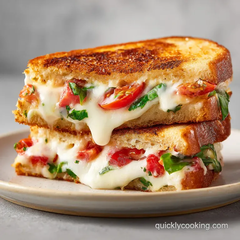 A perfectly grilled cheese sandwich on a rustic wooden board, lightly buttered and garlicky.