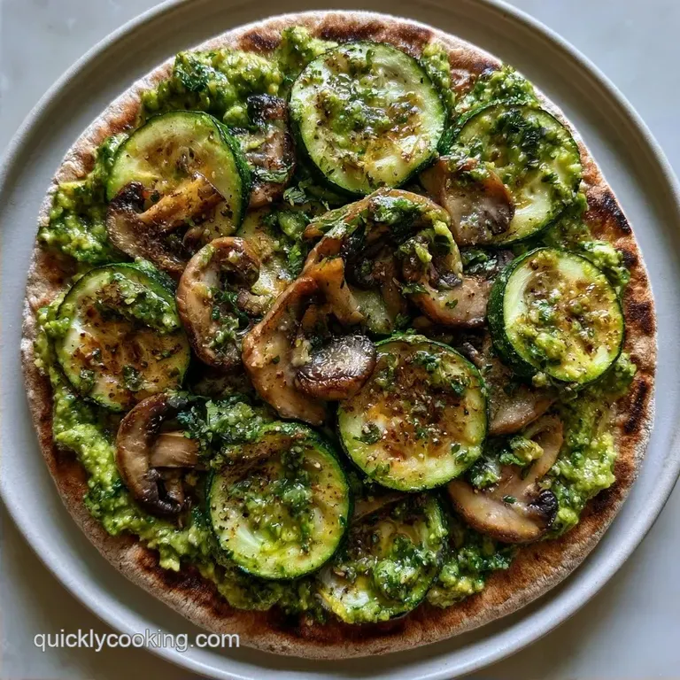 Mediterranean Green Veggie Pesto Flatbread