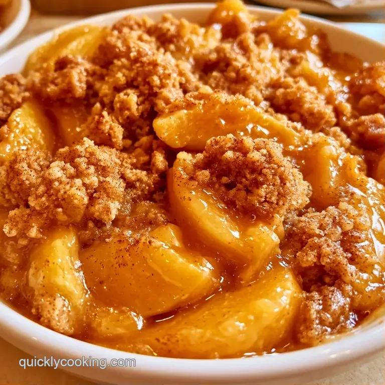 A warm slice of fruit crumble topped with a melting scoop of vanilla bean ice cream on a white ceramic plate.