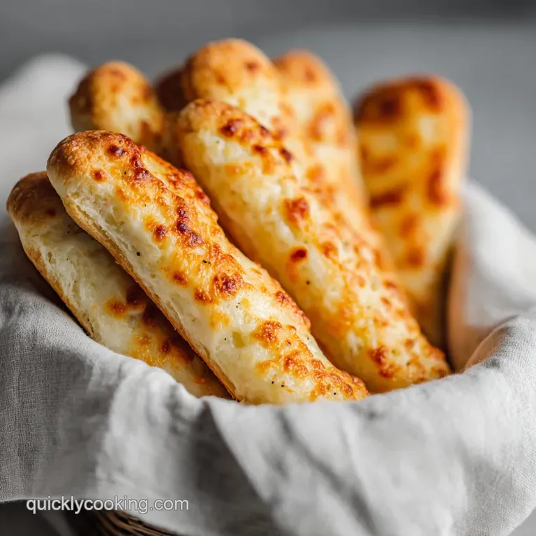 Warm, golden breadsticks elegantly arranged with a side of marinara for dipping.