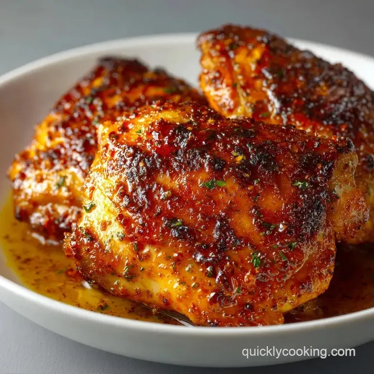 Golden chicken thighs paired with bright green asparagus and a lemon wedge on a sleek, matte black dinner plate.