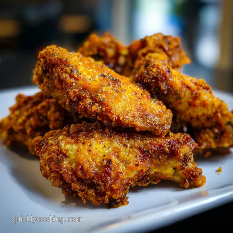 Plated spicy chicken wings glistening with sauce, garnished with green onions and sesame seeds for a fiery yet elegant pre...