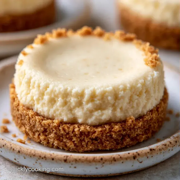 Individual creamy cakes with golden crusts, topped with vibrant red berry coulis and a fresh mint sprig on a tray.