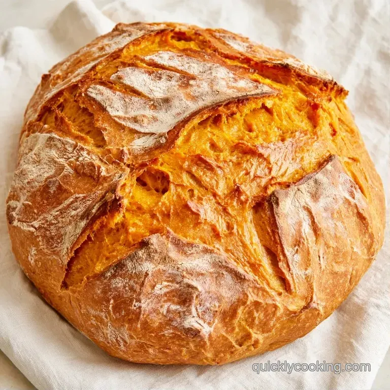 Slices of orange-hued bread arranged on a white ceramic plate with a pat of melting butter and a sprig of rosemary.