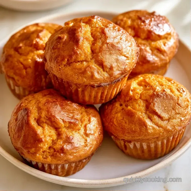 Two moist orange muffins on a white ceramic plate paired with a linen napkin and a small bowl of creamy butter.