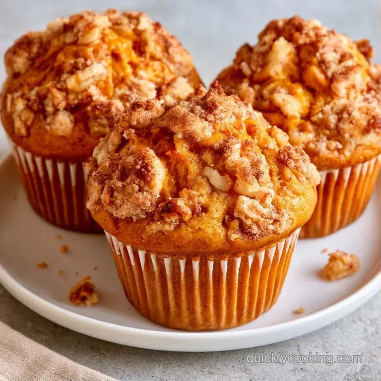 Two moist orange muffins served on a white ceramic plate with a pat of salted butter and a fresh sprig of mint
