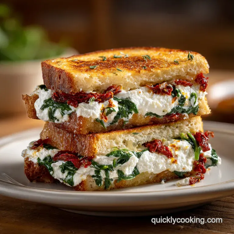 Sun Dried Tomato Spinach Ricotta Grilled Cheese