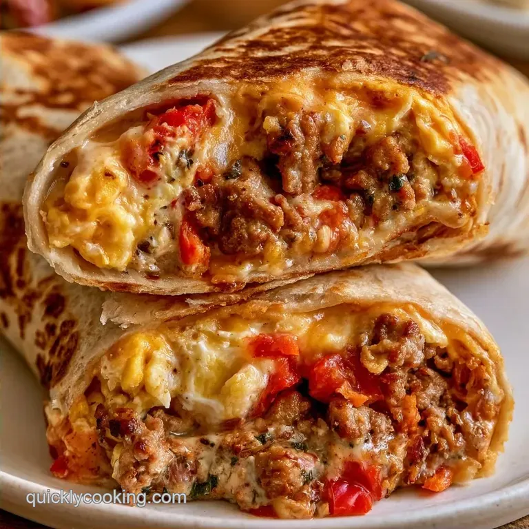 Turkey Sausage Breakfast Burritos with Eggs and Peppers