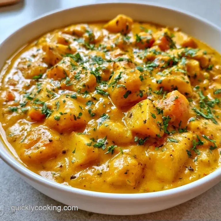 A vibrant yellow coconut curry served alongside fluffy white basmati rice on a minimalist matte gray dinner plate.